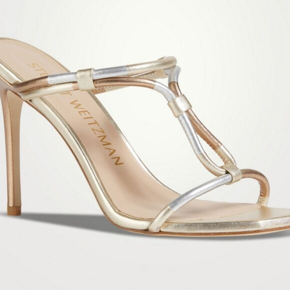 Stuart Weitzman Women's Gold and Silver Heels Size 9.5 New In The Box/Dustbag - Picture 1 of 9
